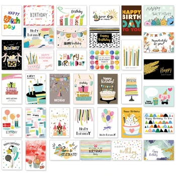 36pcs Carduri Fericit Ziua de nastere Mare Drăguț Imprimate Pictura Card de cărți Poștale Cadou de Ziua de nastere Decoratiuni