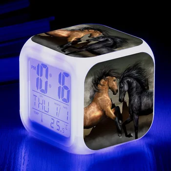 3d Imprimate Cal Papusa Ceas cu Alarmă cu LED-uri Anime Figurine Colorate de Lumină Cifre Jucarii Pentru Copii Cadou Ceasul de Animale