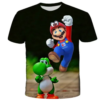 3D Mario pentru Copii T-shirt Haine de Vară Băiat Haine Copii, Casual, Stil de desen Animat de O-neck T-shirt din Copilărie Drăguț Băiat Jocul Haine