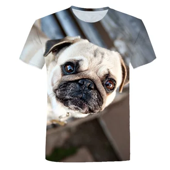 3D t-shirt Pug Câine Animal Tipărite de Îmbrăcăminte pentru Bărbați Moda Unisex Tricou Streetwear cu mânecă Scurtă Top Casual de Vara de sex Masculin Cool Tee