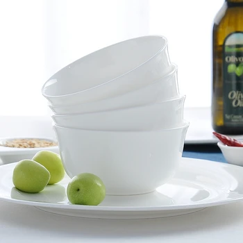 4.5 inch, alb simplu bone china termos vas pentru masa de prânz, email castron de orez, în stil japonez, porțelan veselă