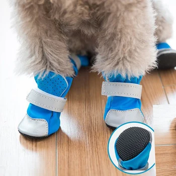 4 Dimensiuni Impermeabil Respirabil Pisică Câine Pantofi Reflectorizante Câine Pantofi Anti-Alunecare Ploaie, Zăpadă Animal De Companie Cizme Laba Protecters Pentru Câini De Talie Mică