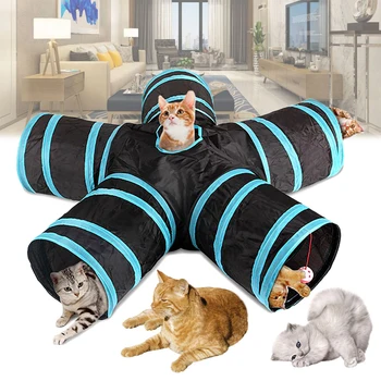 5 Găuri Pliabil Pisica de Companie Tunel Interioară în aer liber animale de Companie de Formare Interactive Jucărie pentru Pisici Iepure Animal Joaca Tunel Tub de Produse
