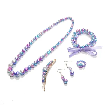 5 Stiluri Multicolor Imitație Pearl Colier Bratara Set Pentru Fete, Cadouri Copii Moda Bijuterii Coliere