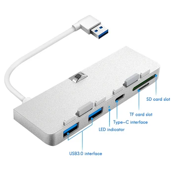 5-În-1 Hub pentru Apple IMac All-In-One USB3.0X2/Tip C/TF/SD 5Gbps Multifunctional Portabil Hub Docking Station