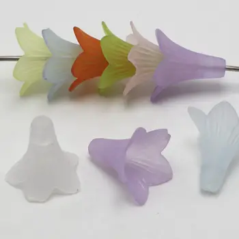 50 Mixt Color Îngheț Acril Flori Trompeta de Șirag de mărgele Capac 22mm Conuri Cu Gaura de Centru