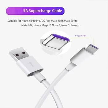 5A USB de Tip C, Cablu 0.25 m 1m Rapid de Încărcare de Tip C Kable pentru Huawei P20 P30 Pereche de 20 de Telefon Pro Supraîncărca QC3.0 USBC Cabo