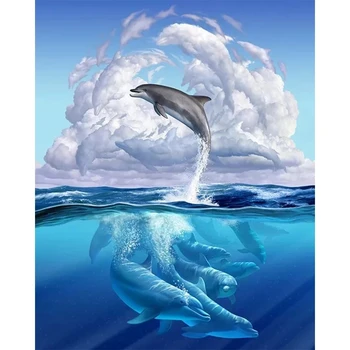 5D Diy Diamant Pictura Delfin Full Diamond Broderie Mozaic goblen Kit de Acasă Decorare Perete DIY Imagine Cadou 2020 Nou