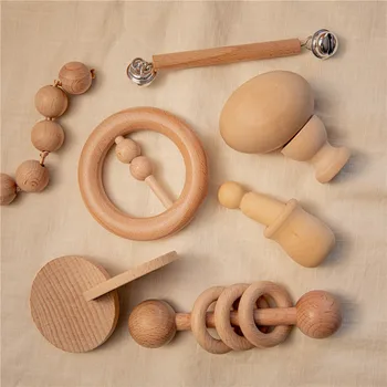 5Pc/7Pc/1Set Copilul Montessori Set de Jucării din Lemn Teether Muzica Sunătoare Grafic Cunoaștere Devreme Jucarii Educative 0-12 luni Cadou pentru Copii