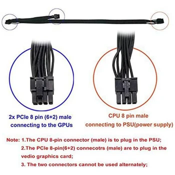 5Pcs ATX CPU 8 Pini de sex Masculin la Dublu 2X PCIe 8 Pini (6+2) Putere de sex Masculin Cablu Adaptor pentru Corsair de Alimentare Modulare(63 cm+23 cm)