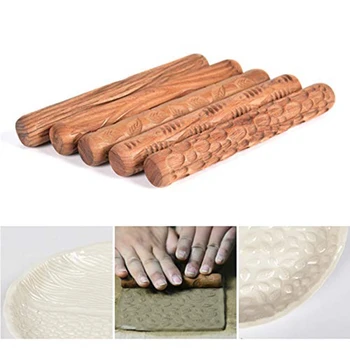 5PCS Ceramică, Unelte din Lemn de Mână Role pentru Lut Lut Timbru de Lut Model cu Role