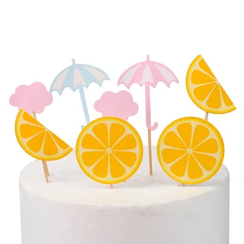 6 Buc/set Kawaii Nor Umbrela Lemon Design Tort Toppers Cupcake Pavilion pentru Copil de Dus Petrecere de Aniversare pentru Copii Decoratiuni