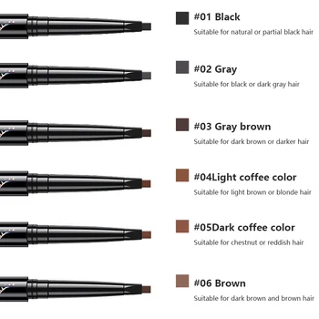 6 Culori Naturale Automată Sprânceană Creion cu două capete Machiaj rezistent la apa Mulțime de Lungă durată Luminos Cosmetice TSLM2