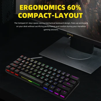 60% mecanice tastatură rgb comutator led-uri software-ul de tip c doubleshot tastelor macro program albastru maro rosu negru