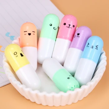 6PCS/set Mini-Pilula în Formă de carioci pentru Drăguț Față Zâmbitoare Graffiti Evidențiere coreean Papetarie Scoala Rechizite de Birou