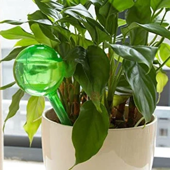 6Pcs Udare Gradina Globuri de Udare Automată Globuri de Plante Auto-Udare Bec (Transparent si Verde)