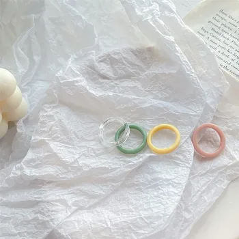 7 Buc Colorate Transparente Epocă Rășini Acrilice Rotunde Inele Simple Dulce Drăguț Minunat Chihlimbar Pentru Femei Bijuterii Cadouri Partid