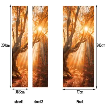 77x200cm 3D Însorit Pădure În Amurg Ușa Autocolante Tapet rezistent la apa DIY Detașabil picturi Murale Auto-adeziv Pentru Camera de zi Dormitor