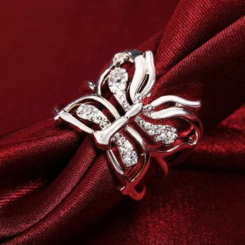 925 Inel Argint Încrustat Zircon Inel De Fluture Pentru Femei Bijuterii Farmec Cadou De Logodnă R035