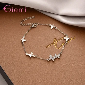 925 Sterling Silver Moda Prietenie Fluture Lanț Brățară Pentru Femei Fete CZ Cristal Designer de Bijuterii en-Gros