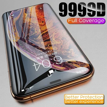 9D Full Film de Acoperire de Protecție, Sticlă Temperat Pahar Ecran Protector cu Partea Neagra pentru IPhone 12 13 Pro X XR Max Protecție