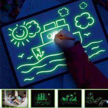 A3 A4 A5 a CONDUS Lumina de Noapte placa de desen Graffiti Desen Doodle Comprimat Magic deseneaza Cu Lumina-Distractiv Stilou Fluorescent Copil Puzzle Jucărie