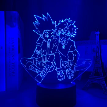 Acril 3d Lampa Anime Hunter X Hunter Killua Gon Lumina de Noapte Personaj Manga Copil Decor Dormitor de Iluminat Copil Cadou Lampă de Masă