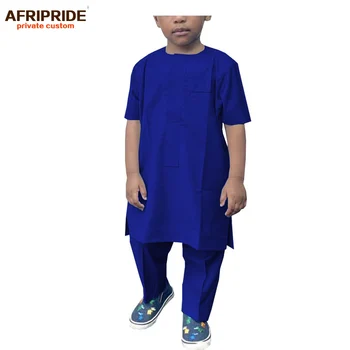 AFRIPRIDE stil african biserica costum de băiat mâneci scurte tricou+full lungime pantaloni casual costum pentru baieti A194007