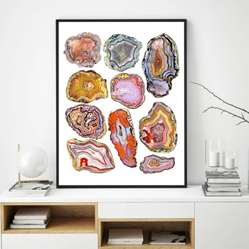 Agat Felie De Imprimare Cristal De Cuarț Qemstone Minerale Poster Abstract Geologie Imagine Panza Pictura Acasă Camera Arta De Perete Decor