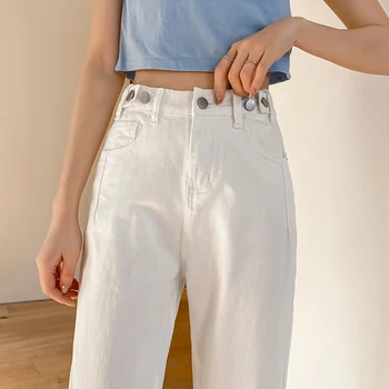 Alb Blugi Femei Y2k de Moda de Talie Mare Stretch Skinny Denim Casual Pantaloni Tendință de Epocă Full-length Retro Feminin Pantaloni