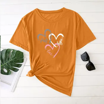 Amuzant Inima Dragoste de Imprimare T-shirt Femei Maneci Scurte Casual Tricou Femeie Drăguț Topuri Tricouri Tricou Femme Cadou de Ziua Îndrăgostiților pentru Fete