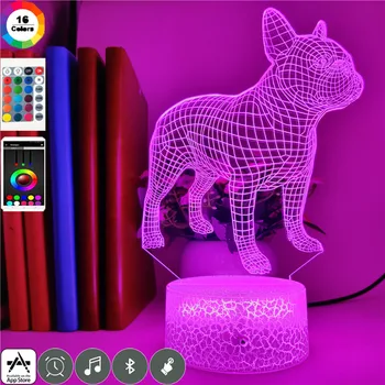 Animale Bulldog Lampa de Noapte În 7 Culori Ideal pentru Somn de Iluminat pentru Copii Studiu de Premii la Evenimentul Atmosfera de Petrecere Difuzor Bluetooth Lumina