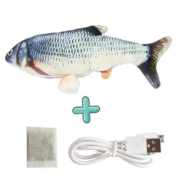 Animale de companie Jucarii Interactive Electric de Pește în Formă de Pisică Jucărie de Pluș Moale USB de Încărcare de Simulare Caras Catnip Aprovizionare pentru animale de Companie Dropshipping