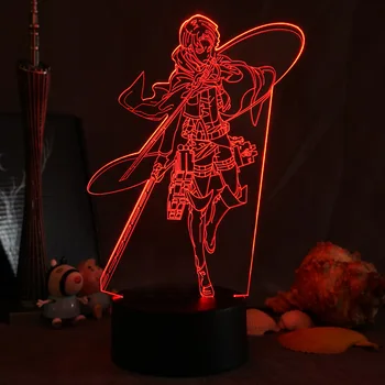 Anime 3d Lampa de Atac Pe Titan Lumina de Noapte pentru Copil Cadou Decor Dormitor Eren Jager Mikasa Ackerman Levi Figura Condus Manga 3D Lămpi