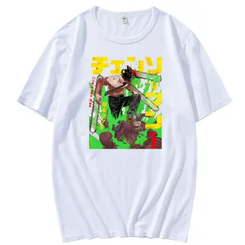 Anime Drujba Om Războinic Denji T Cămașă Bărbați bumbac Pur Cool T-Shirt de vară Gât Rotund Tricou Maneci Scurte Topuri Petrecere