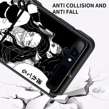 Anime Kimetsu Nu Yaiba Demon Slayer Negru PC Hard Cover Pentru Samsung Galaxy Z Flip 5G Telefon Mobil Caz Pentru ZFlip 6.7
