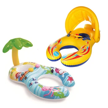 Baby Float Gonflabile Înot Inel De Mama Copilului Dublu Piscină Pliabil Piscină Accesorii Parasolar Float Scaun