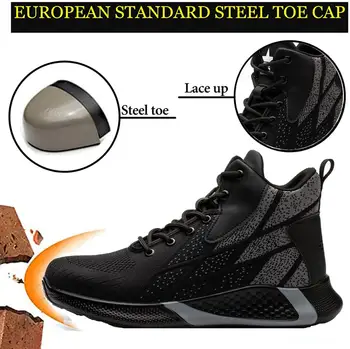 BAOLESEM Siguranță Pantofi Barbati Siguranță Indestructibil Pantofi de Lucru Cizme de Siguranță Capac din Oțel Anti-zdrobitor Branț Puncție Dovada de Moda
