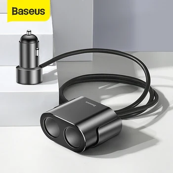Baseus 2 in 1 USB Masina Încărcător Brichetă Soclu Separator Rapid de Încărcare Pentru iPhone 12 Samsung Xiaomi Dual USB Masina încărcător