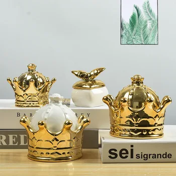 Bijuteriile Coroanei Ceramice Borcan Capace Organizator Suport De Lumanare Scrumiera Cutie De Depozitare Decor Nunta Brățară Inel Boluri De Zahăr