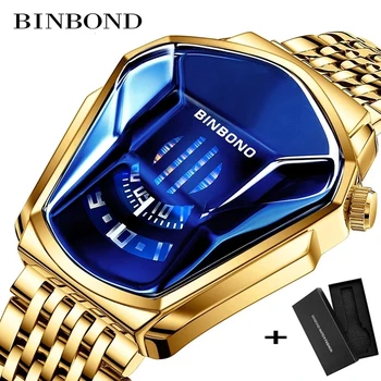BINBOND Brand 2021 Aur încheietura ceas Pentru Bărbați tehnologie negru rezistent la apa student locomotiva tendință casual bărbați cuarț ceas