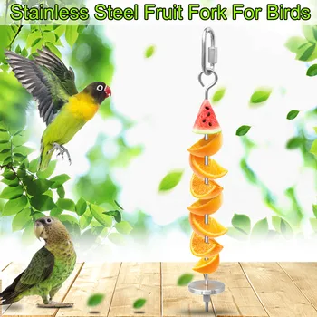 Bird Food Titularul Fermelor De Păsări Din Oțel Inoxidabil Papagal Legume Fructe Stick Titularul De Căutare A Hranei Jucărie Pasăre Trata Băț 20#50