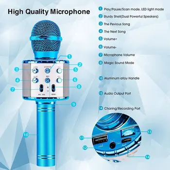 Bluetooth-compatibil Karaoke Microfon Microfon Wireless Bucatar Difuzor Portabil Microfone Jucător Cântând Recorder Microfon