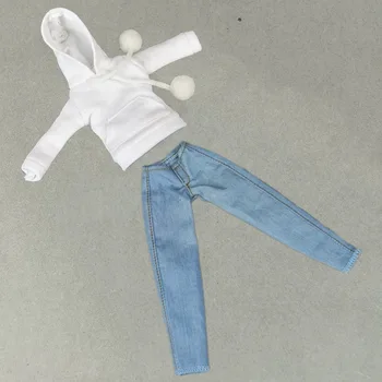 Blugi Pantaloni / Albastru clopot-fund pantaloni alb-negru partea de sus de îmbrăcăminte set costum de 30cm barbie kurhn xinyi Fr2 ob Papusa