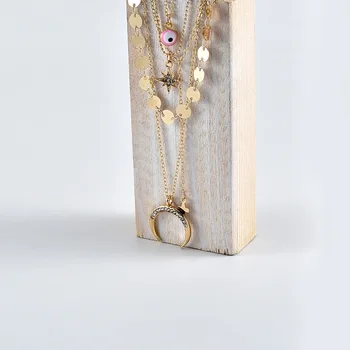Boho Moda Cristal De Ochi De Soare Cruce Coarne Paiete Pandantiv Coliere Pentru Femei Vintage Colier De Aur Multistrat Femei Bijuterii