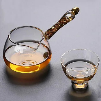 BORREY Ciocan Model de Ceainic de Sticlă Realizate manual Fluxul de Aur Mâner rezistent la Căldură de Sticlă Ceainic Cana de Cafea Oală Puer Kung Fu Ceainic