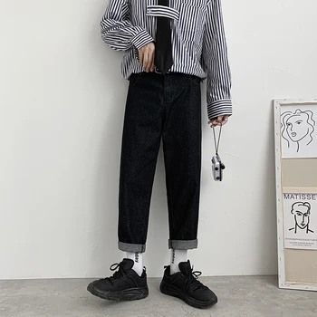 Bărbați 2020 Vintage Negru Solid Jeans Spring Smart Casual Mens Denim Pantaloni sex Masculin coreeană de Moda Harajuku Blugi pentru Barbati Streetwear