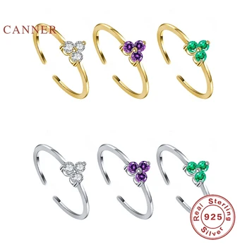 CANNER Argint 925 Inel Triplu Verde/Violet/Alb Diamant Deschiderea Bijuterii Reglabil Femei Inele Anillos Bague Bijoux
