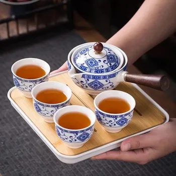Ceainic Ceramic Cu Maner din Lemn Laterale-maner Vas de uz Casnic Kung Fu Oolong Filtru ceainic Creative Ceramica Neagra Teaware
