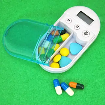 Ceas cu Alarmă inteligent cutie medicina Cutie de Depozitare Electronice de Distribuție Memento Cutii cu Medicamente Dual Grila Cutie de Pastile Pastile Organizator
